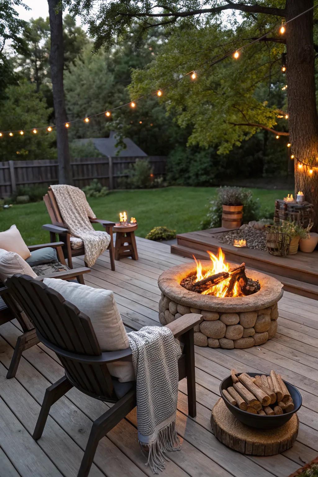Fire pits add warmth and ambiance to your deck.