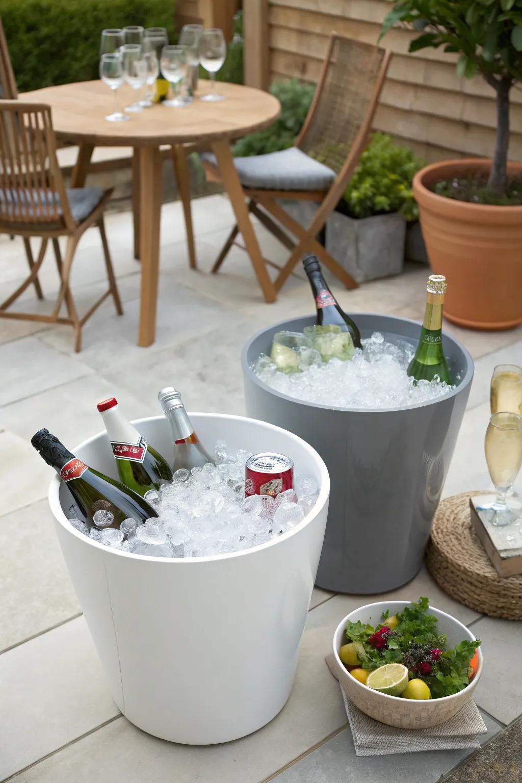 Elegant ice buckets that keep drinks chilled and stylish.
