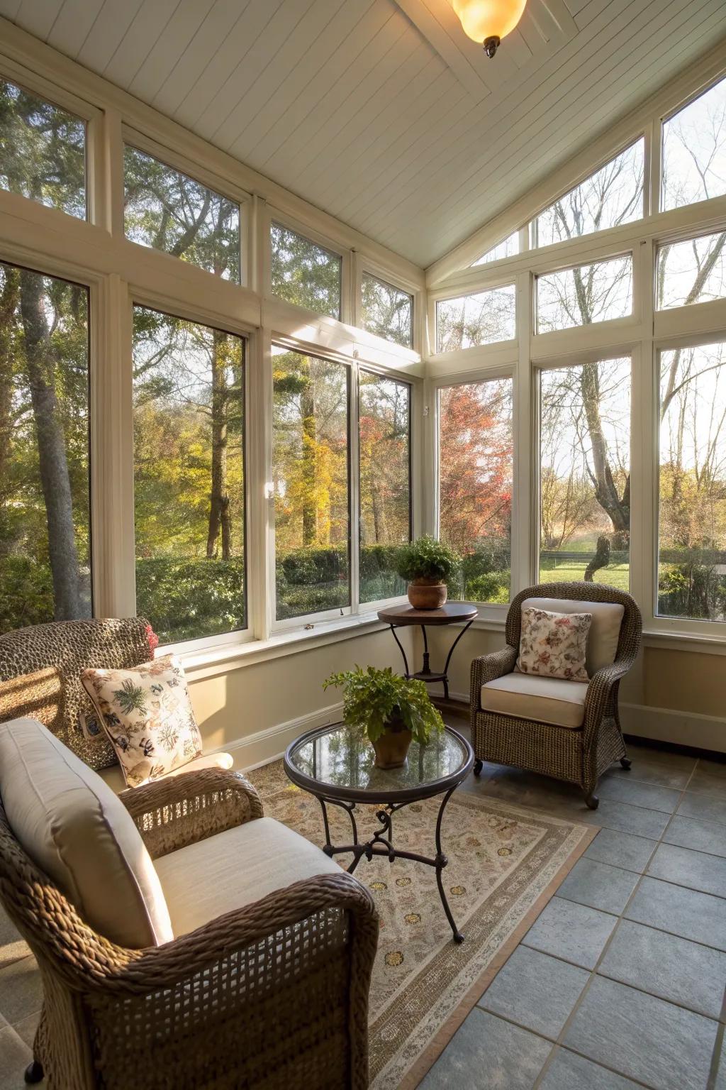 Enjoy the best of both worlds with a sunroom patio.