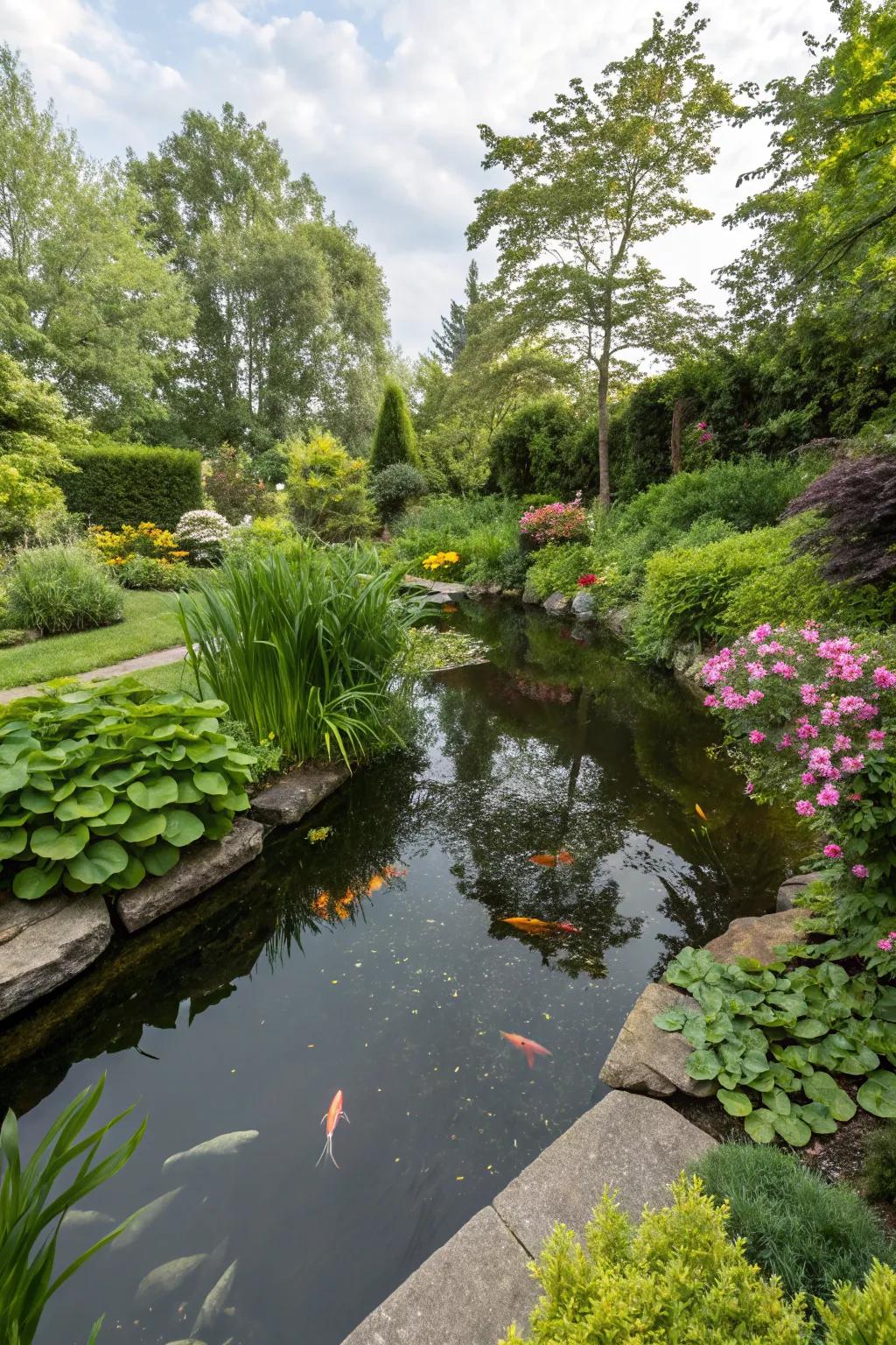 Integrated landscaping makes ponds feel like a natural part of the garden.
