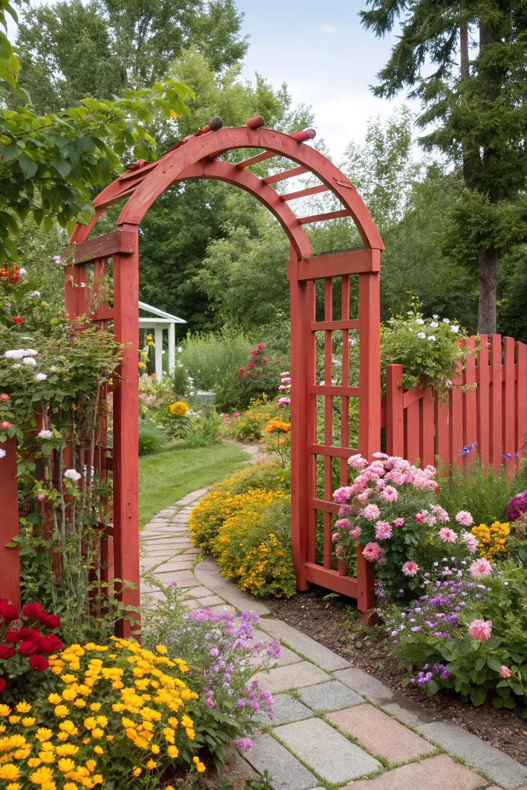 Painted arches add a splash of color to your garden.