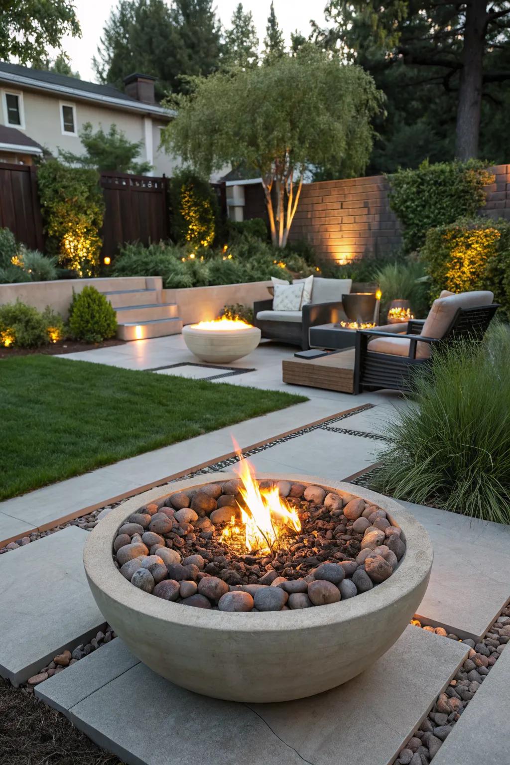 Stand out with a sculptural gas fire pit.