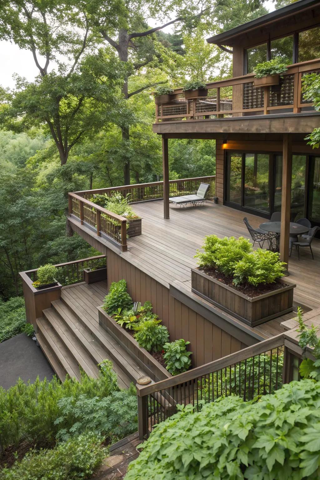 Add dimension to your backyard with multi-level decking.