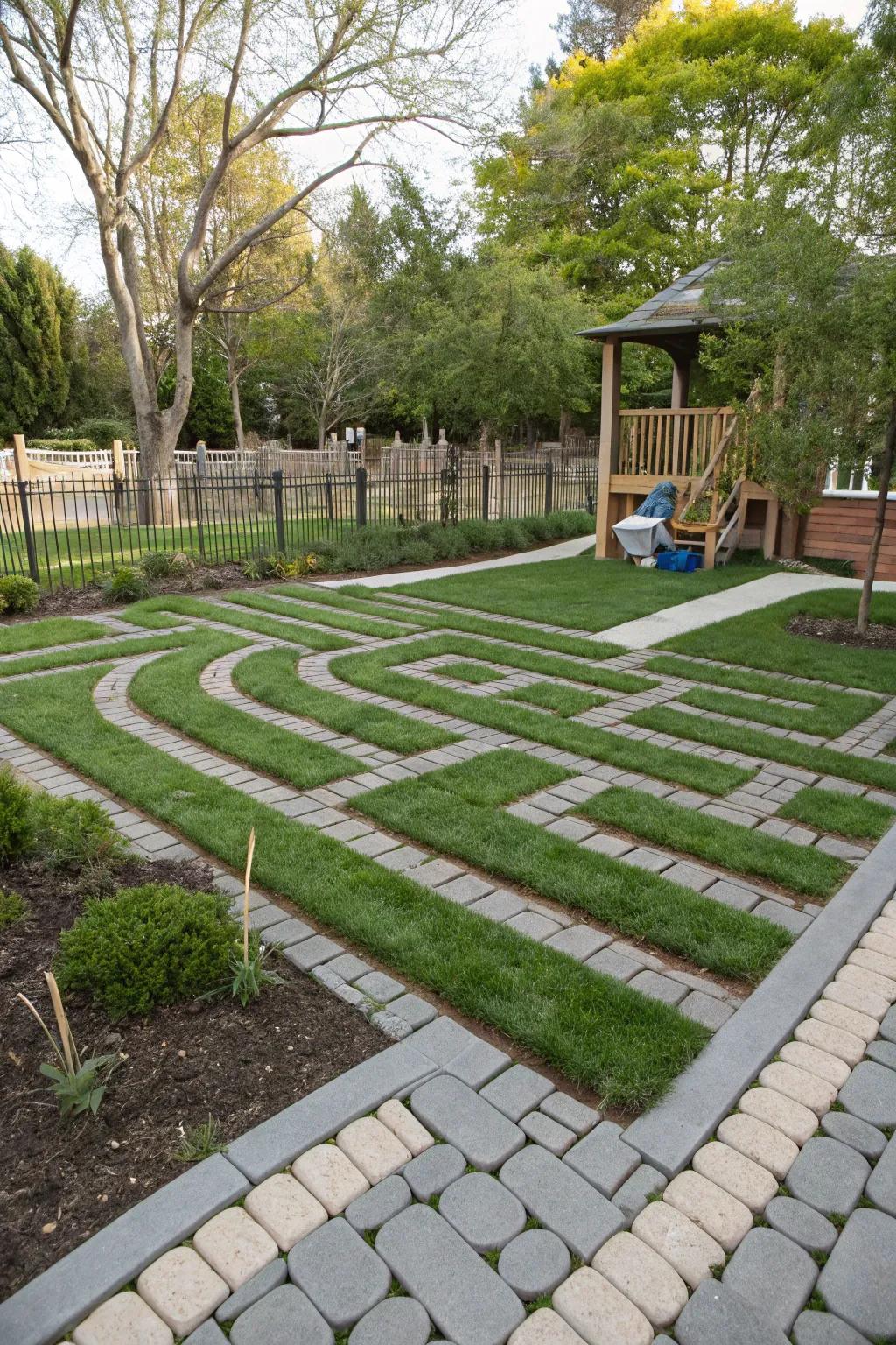 A turf maze offers fun and whimsy to your backyard design.