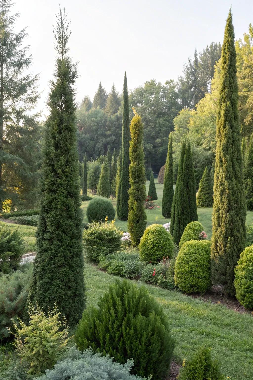Create dynamic landscapes with varied arborvitae heights.