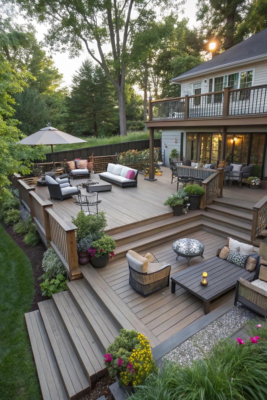 Multi-level decking adds dimension and style.