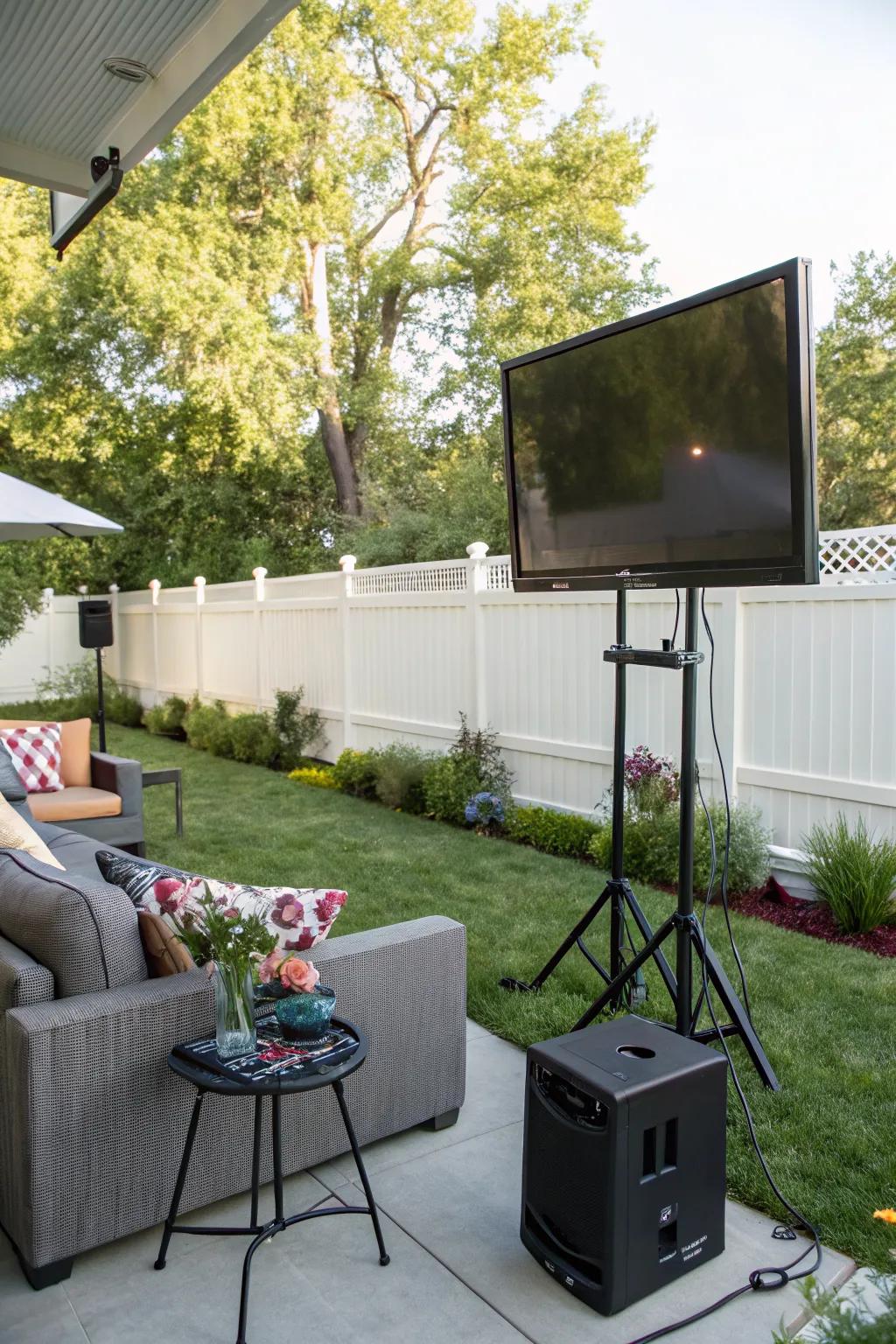 An entertainment hub perfect for sports and movies.