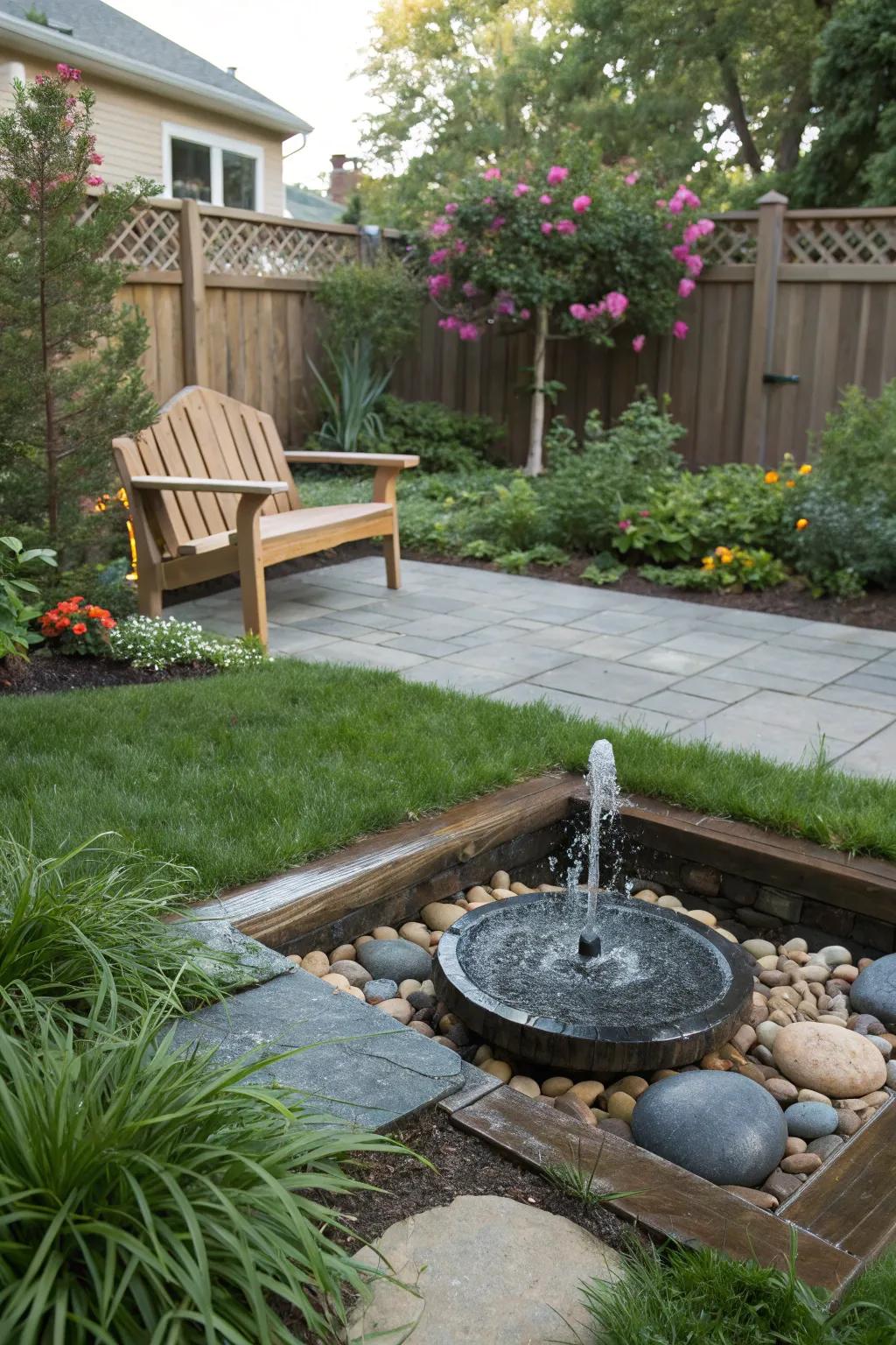 Water features bring sound and serenity.