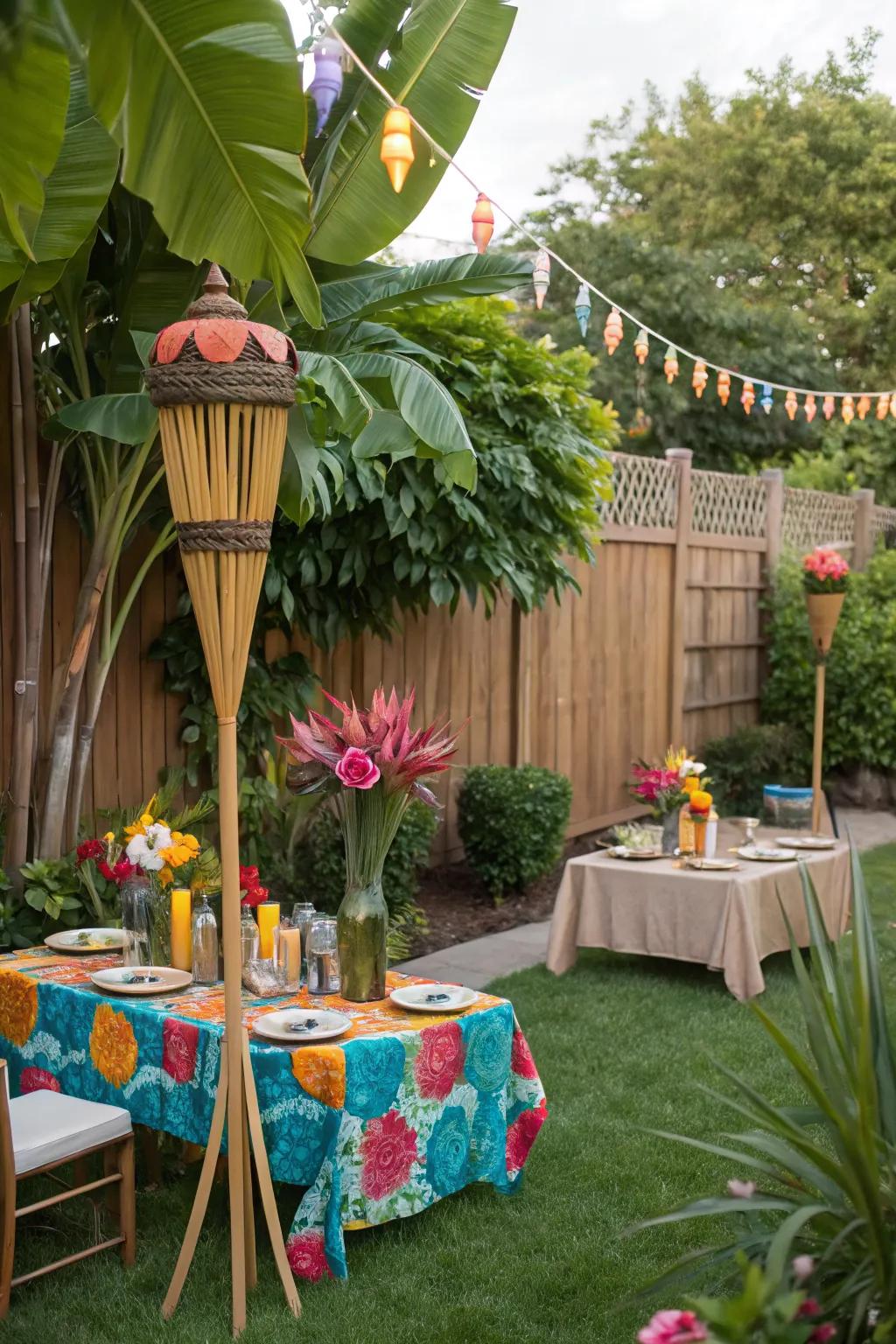 A themed decor brings your backyard party to life.