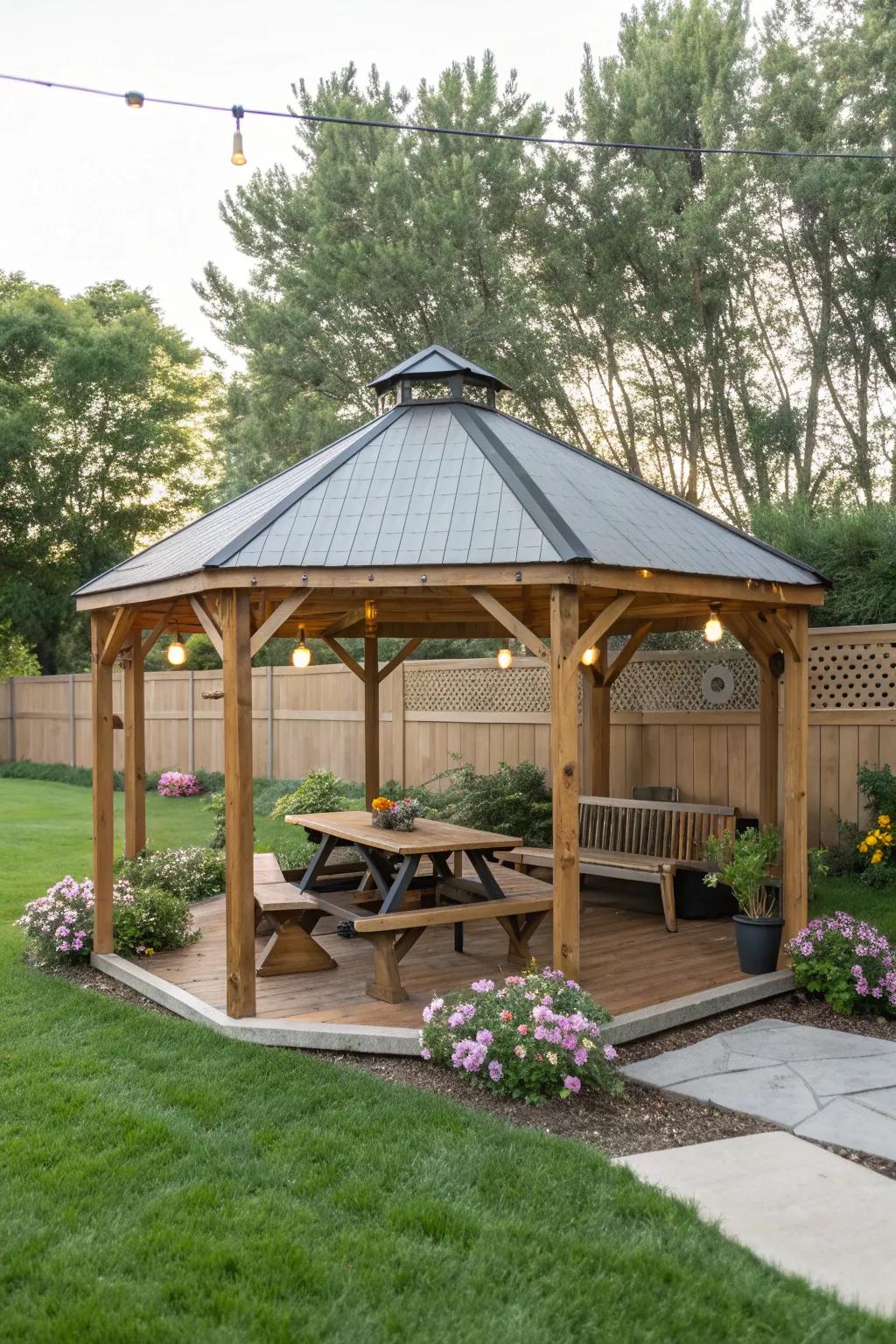 A hexagonal shelter offers a surprising twist to traditional designs.