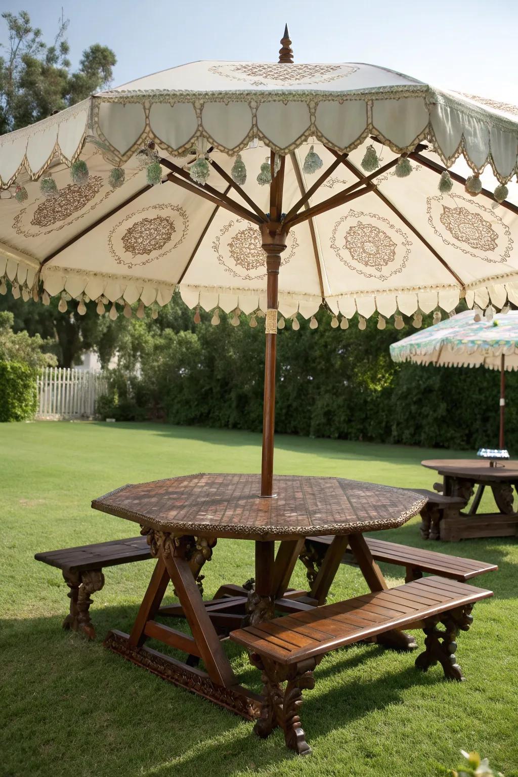 Shade in Style: Elevate your picnic experience with a vintage parasol that blends charm and functionality.