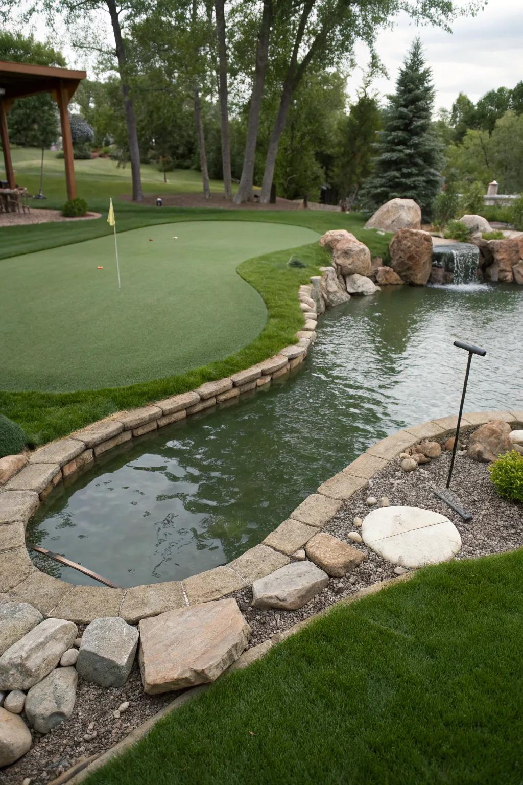 Water features add tranquility and visual interest.