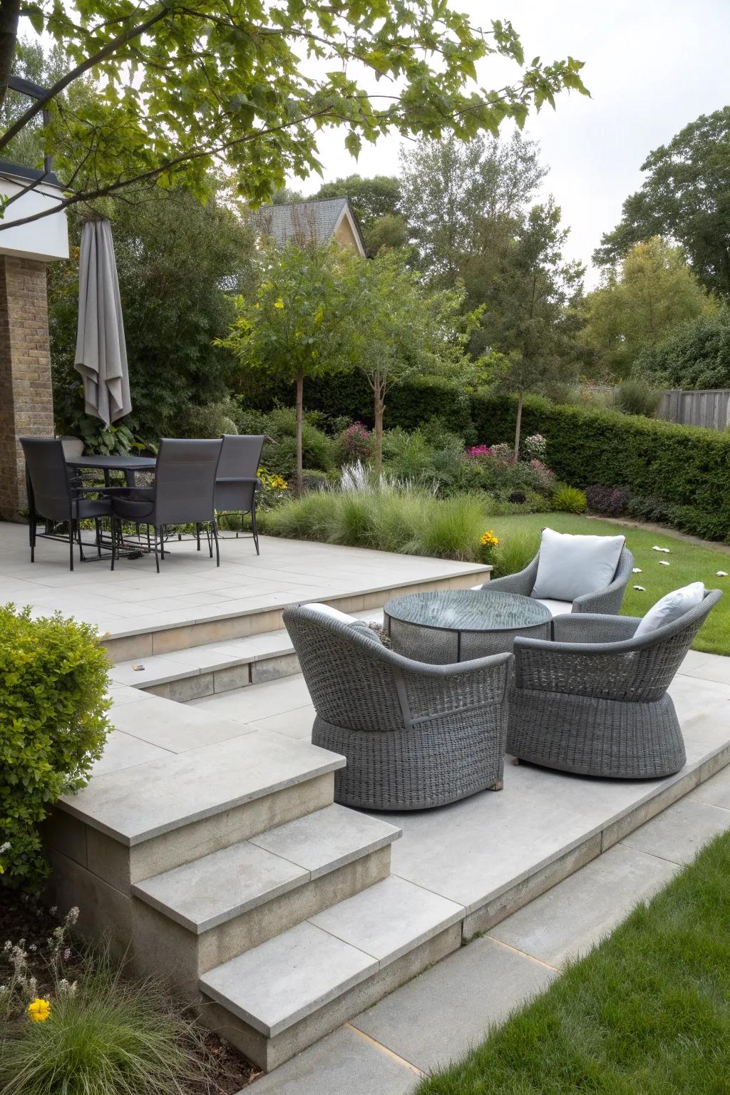 Contemporary furniture creating a welcoming patio environment.