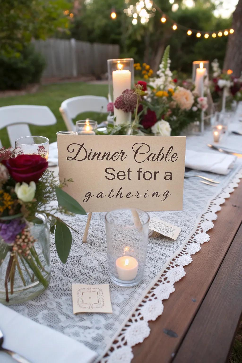 Handwritten place cards add a personal and thoughtful touch.