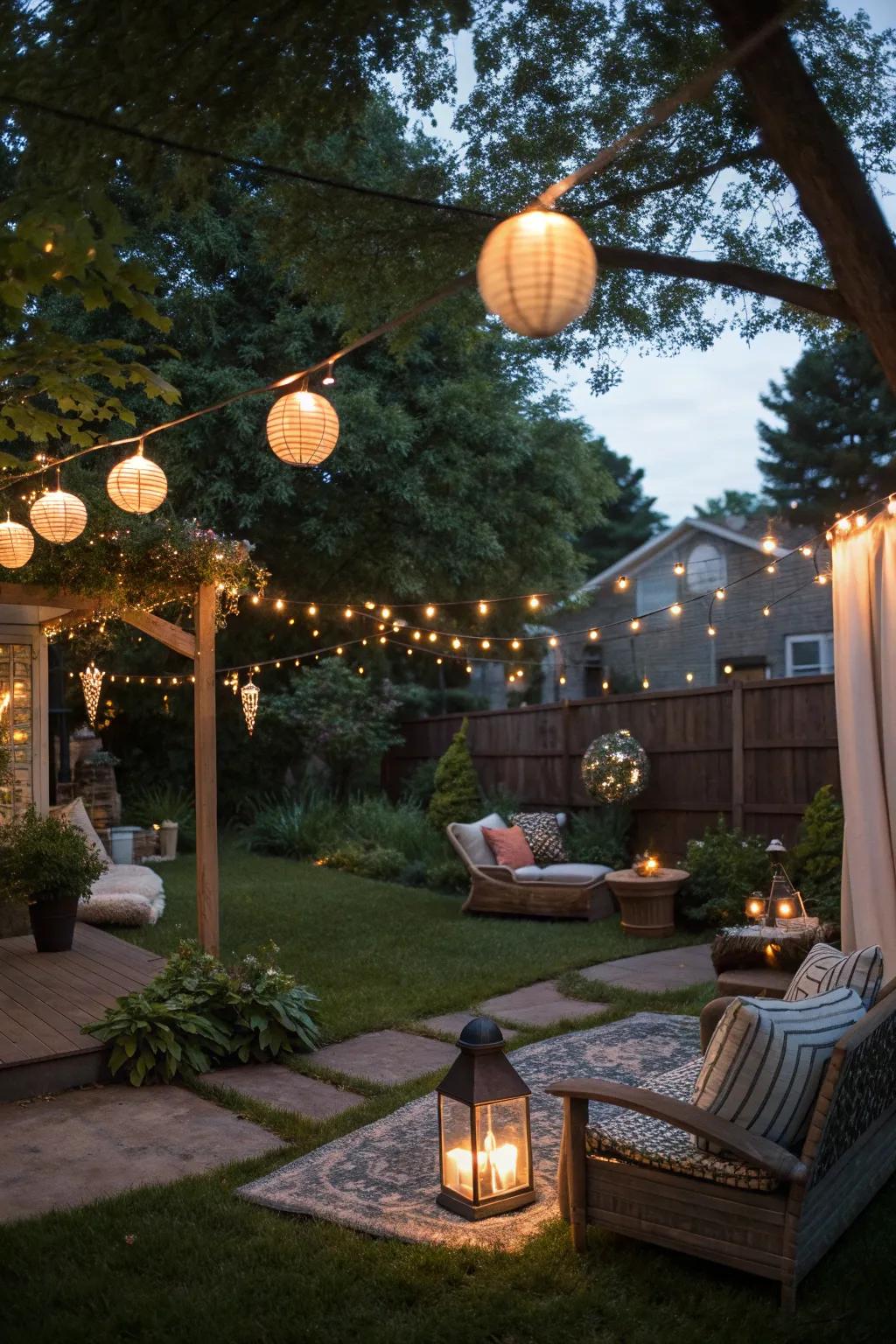 Ambient lighting transforms your outdoor space into a magical retreat.