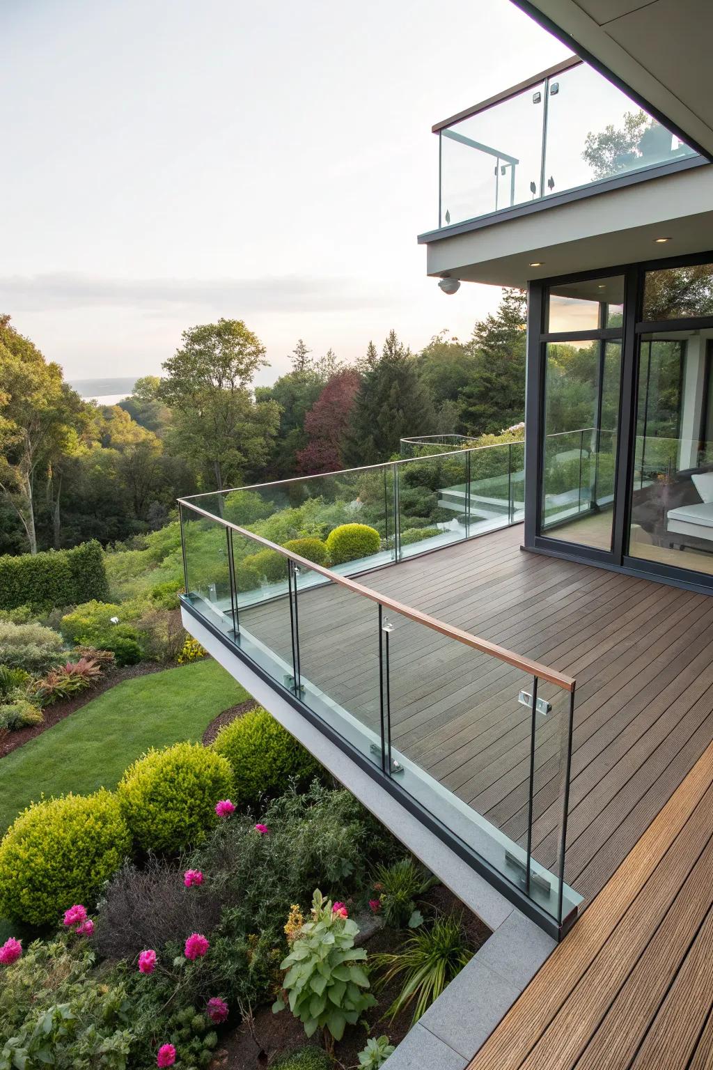 Glass railings provide safety without sacrificing views.