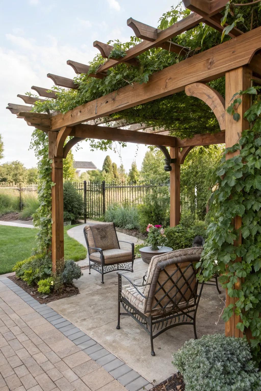 A pergola offers shade and style to your backyard.
