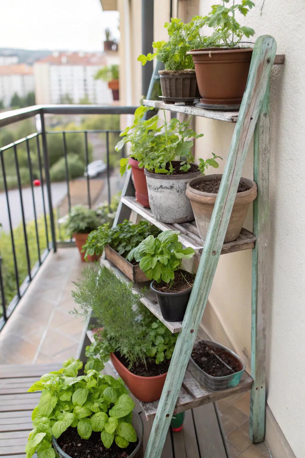 DIY tiered planters add creativity and function.