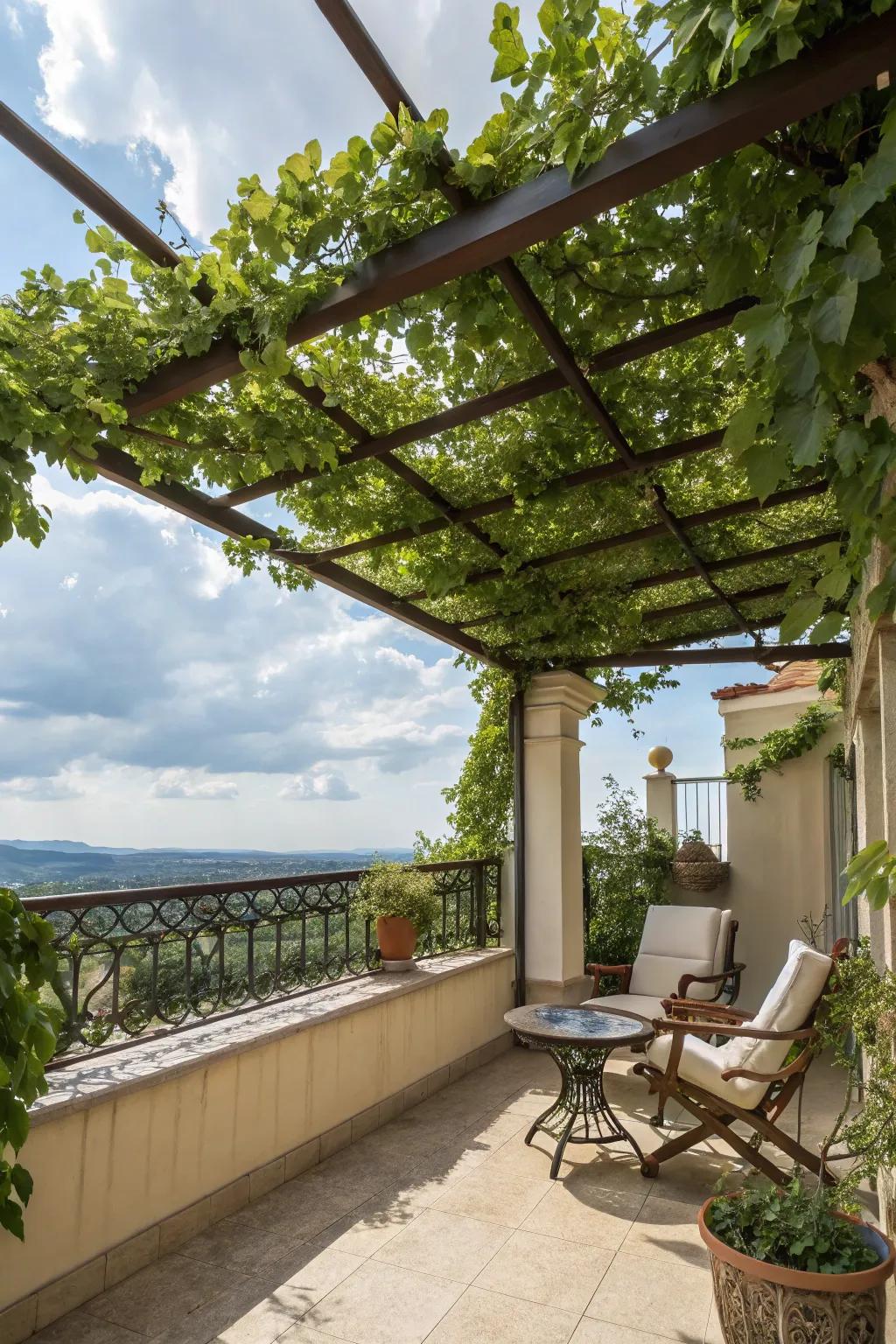 Pergola roofs blend shade with elegance.