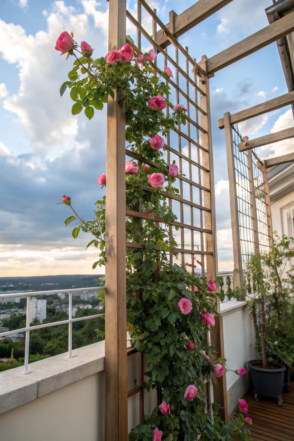 Wooden grid trellises are perfect for classic beauty.
