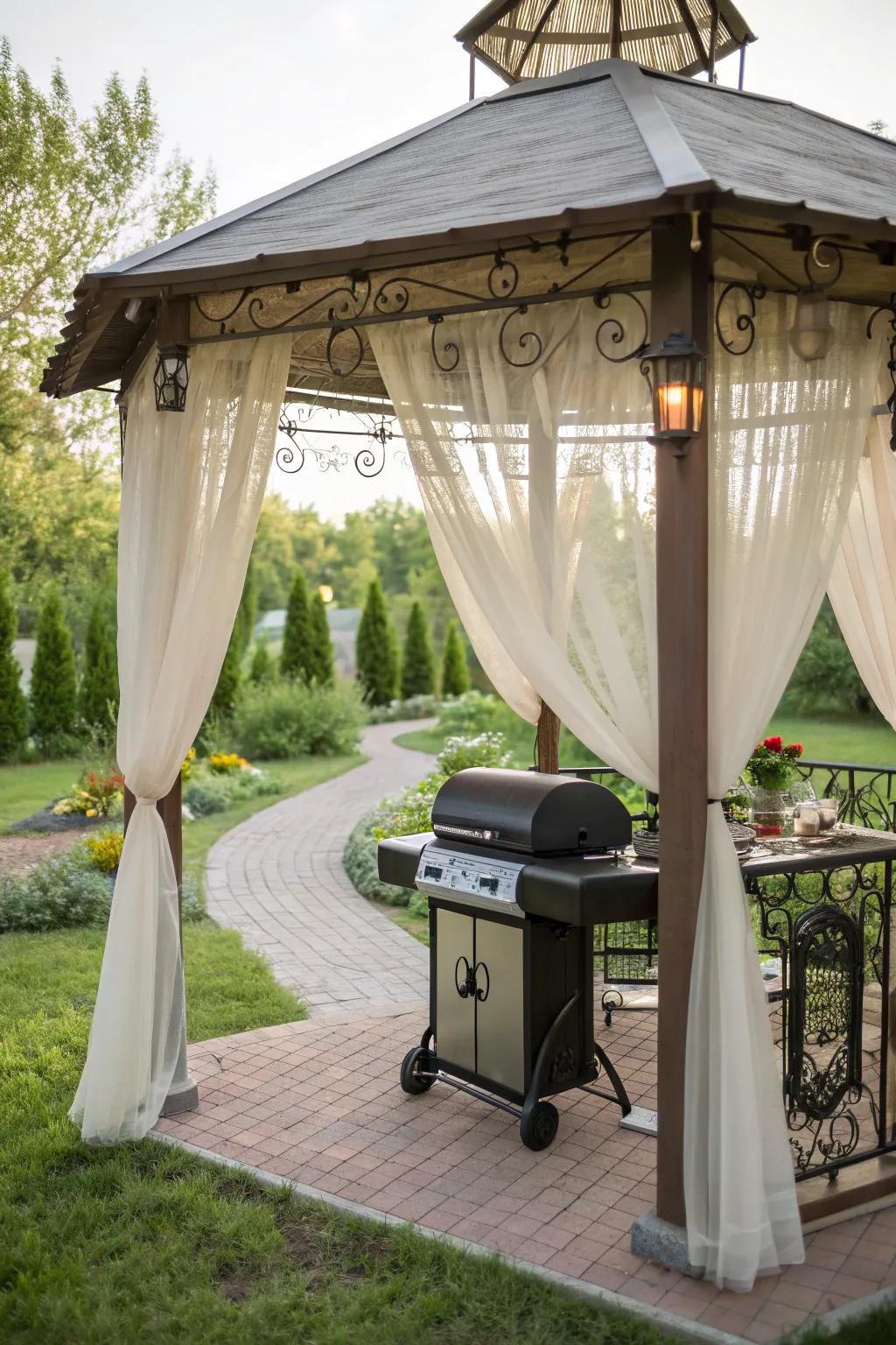 Gazebo curtains add elegance and privacy to your BBQ area.