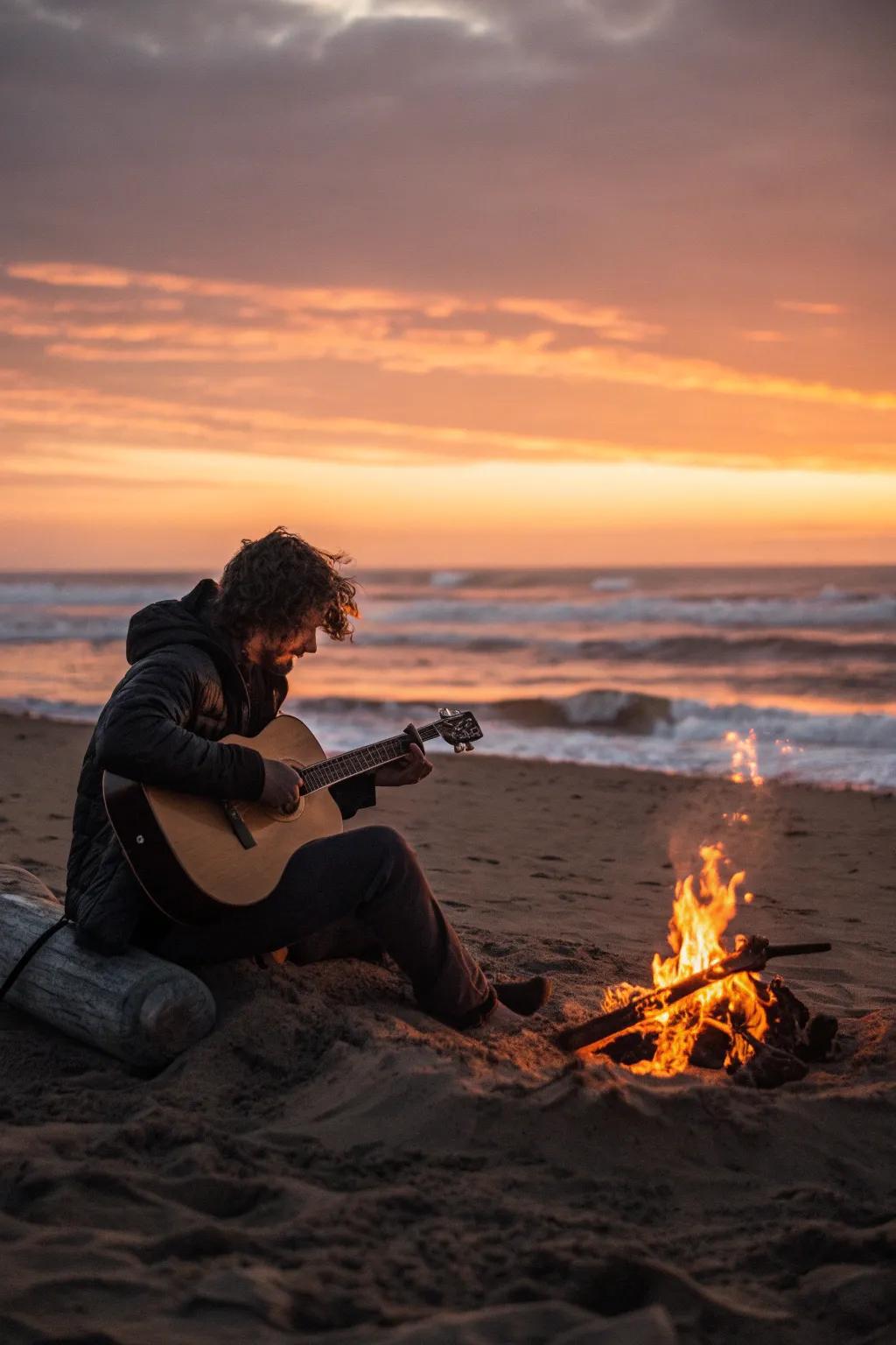 Acoustic music provides the perfect soundtrack for a beach bonfire.