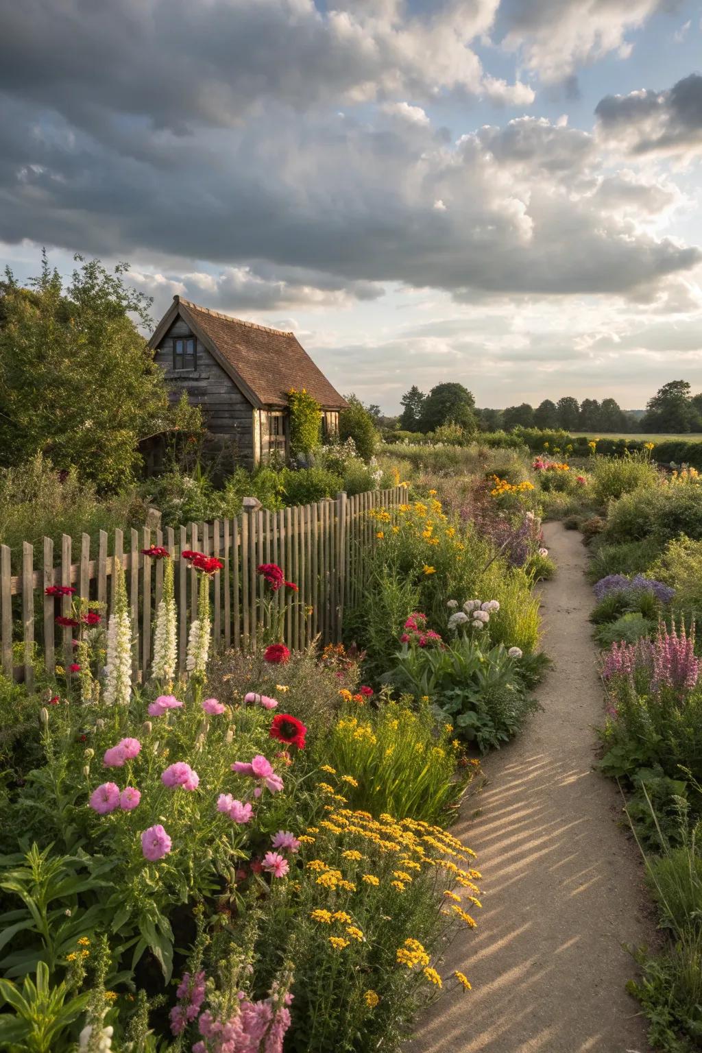 A cottage garden look with an inviting, overgrown appeal
