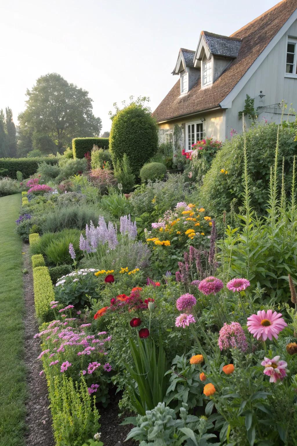 A diverse plant selection ensures a busy bee garden.