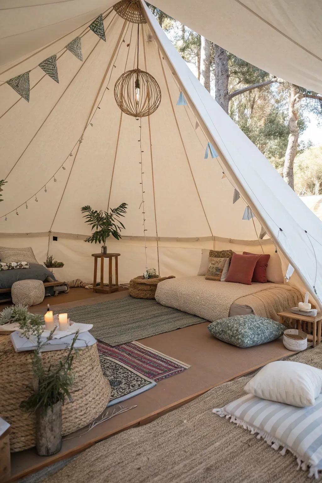 A zen retreat with minimal decor and calming hues.