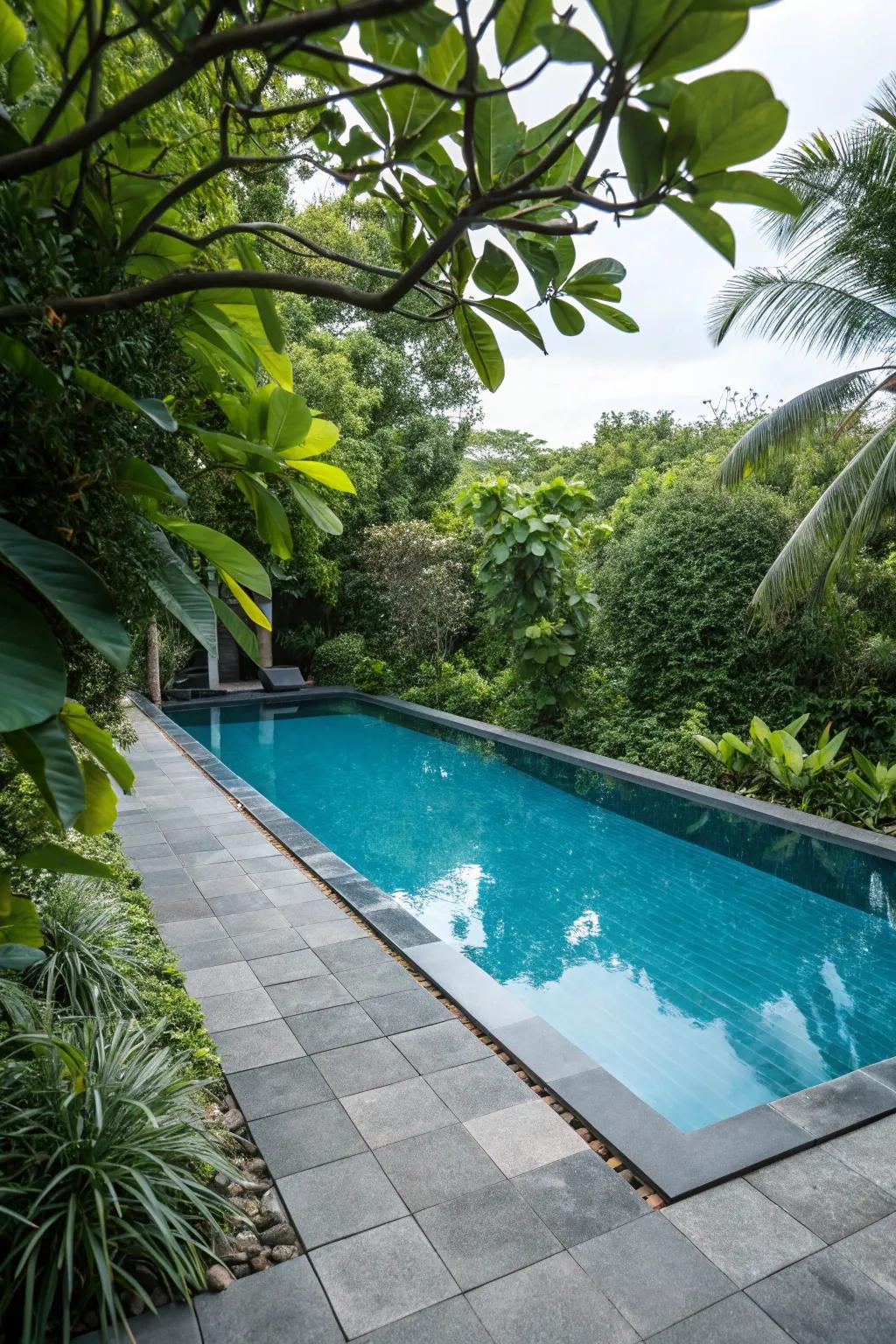 Graphite grey pool making a bold, dramatic statement.
