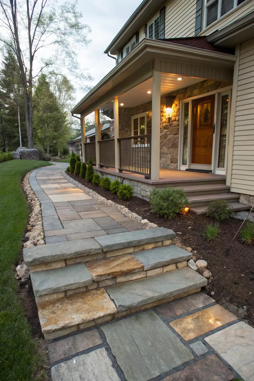 Layered walkways for added dimension.