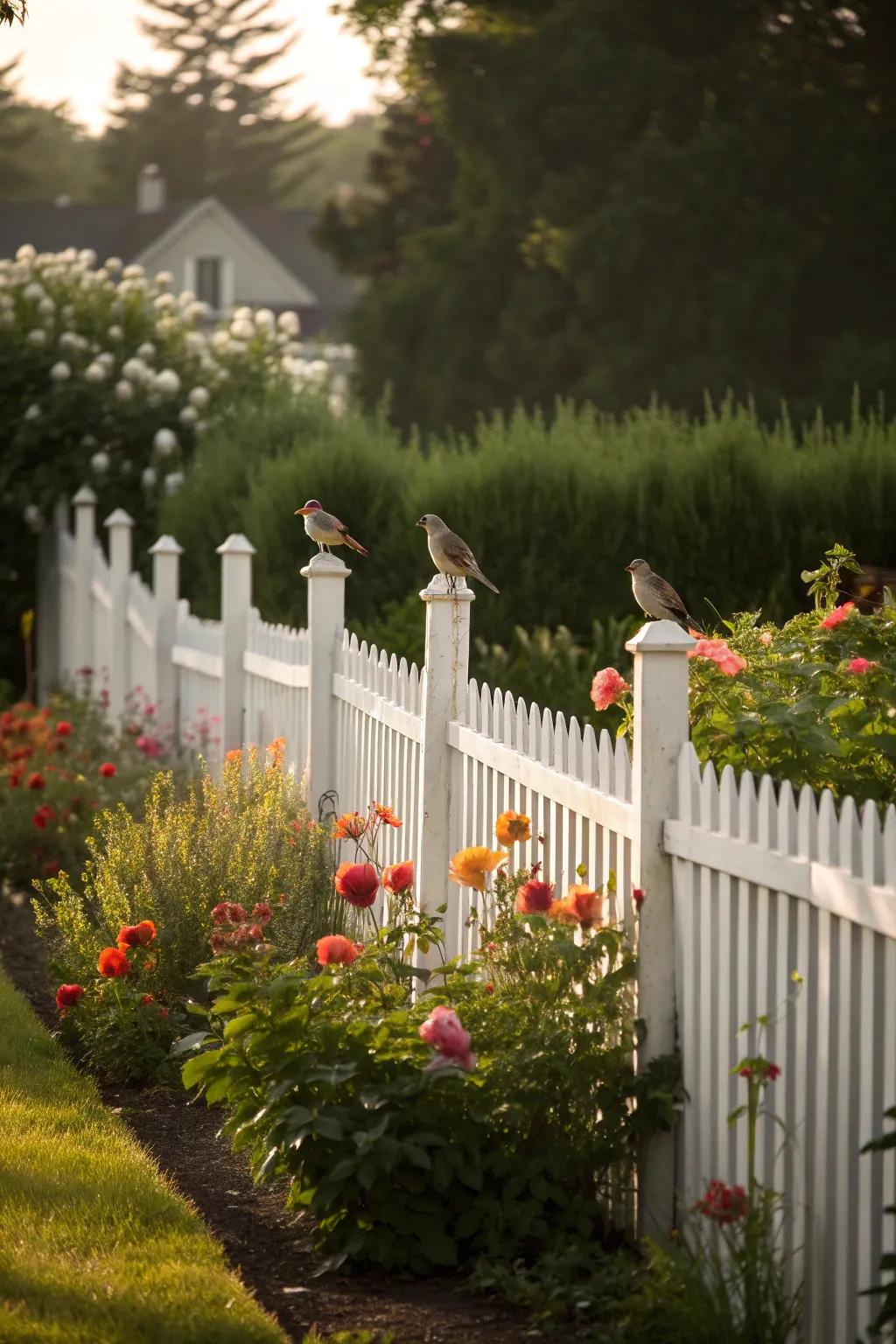 A bird-friendly fence provides safety and perching opportunities.