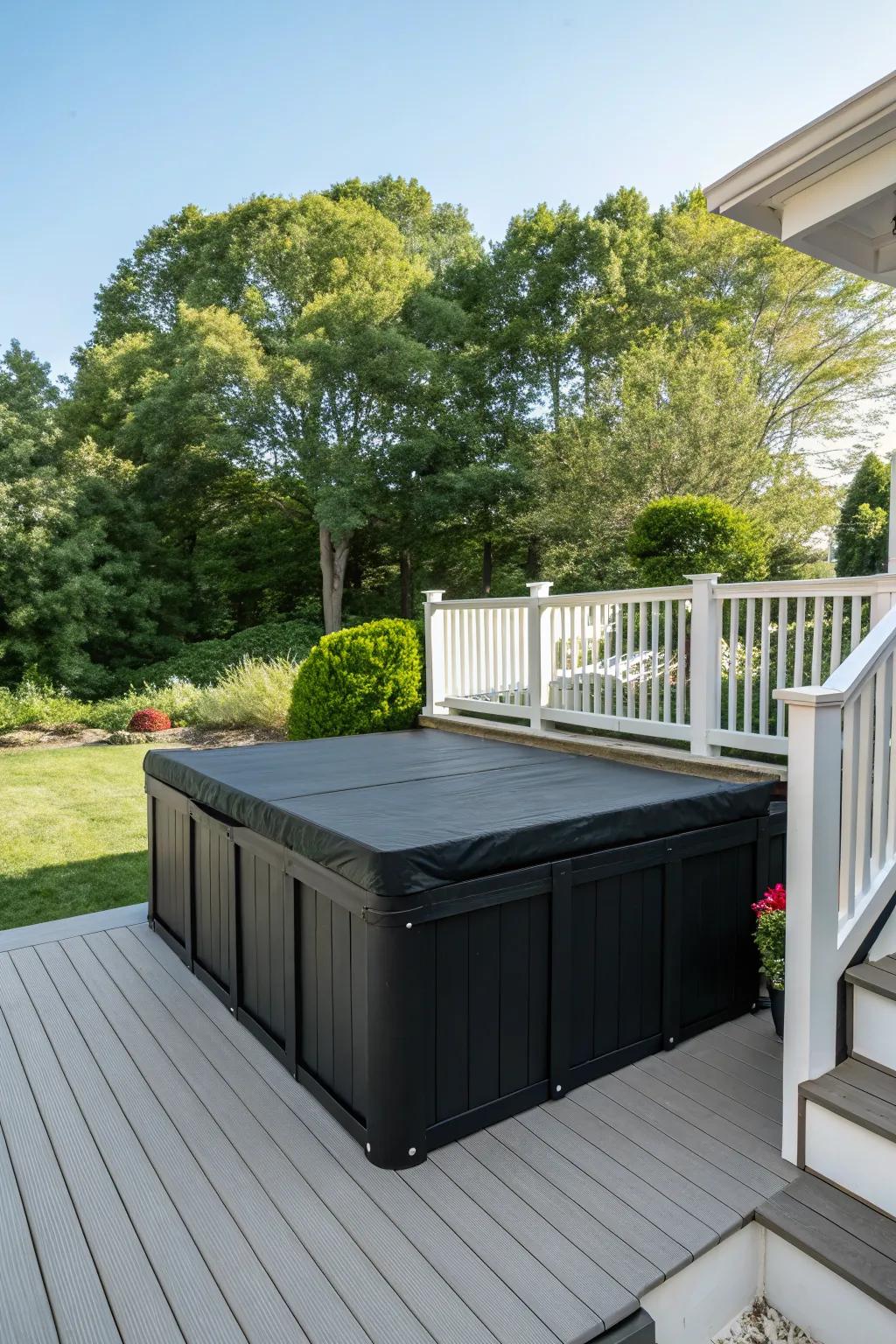Hide storage areas with stylish black skirting.