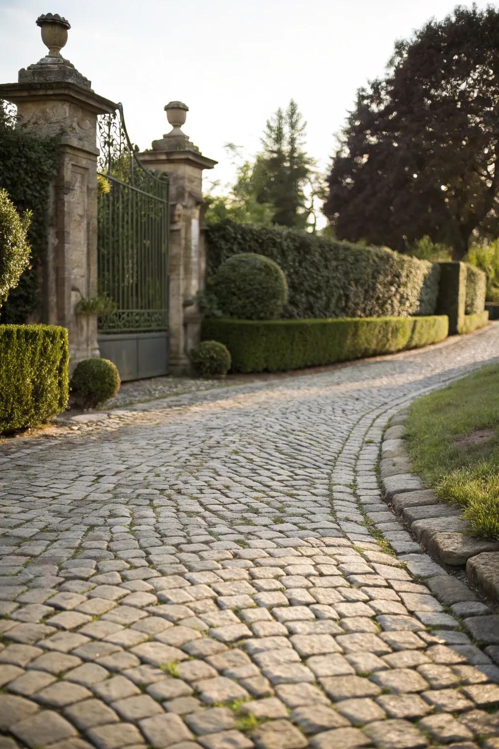 Cobblestone paving providing a classic and nostalgic feel