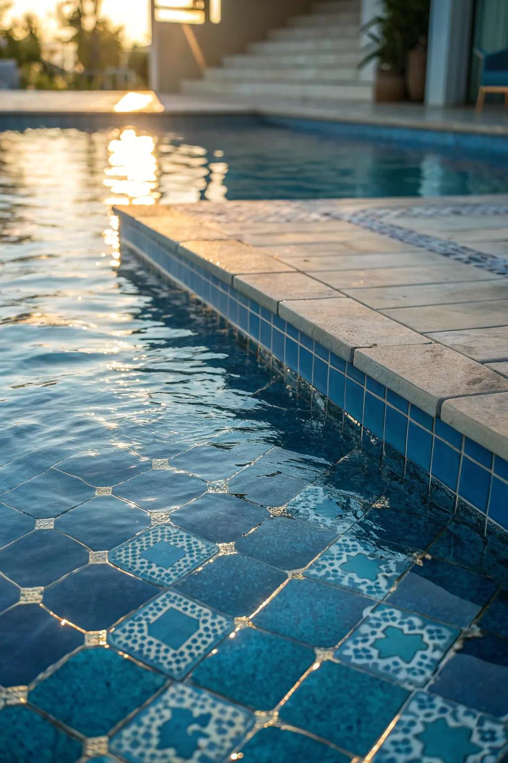 Relief tiles add texture and a spa-like atmosphere.