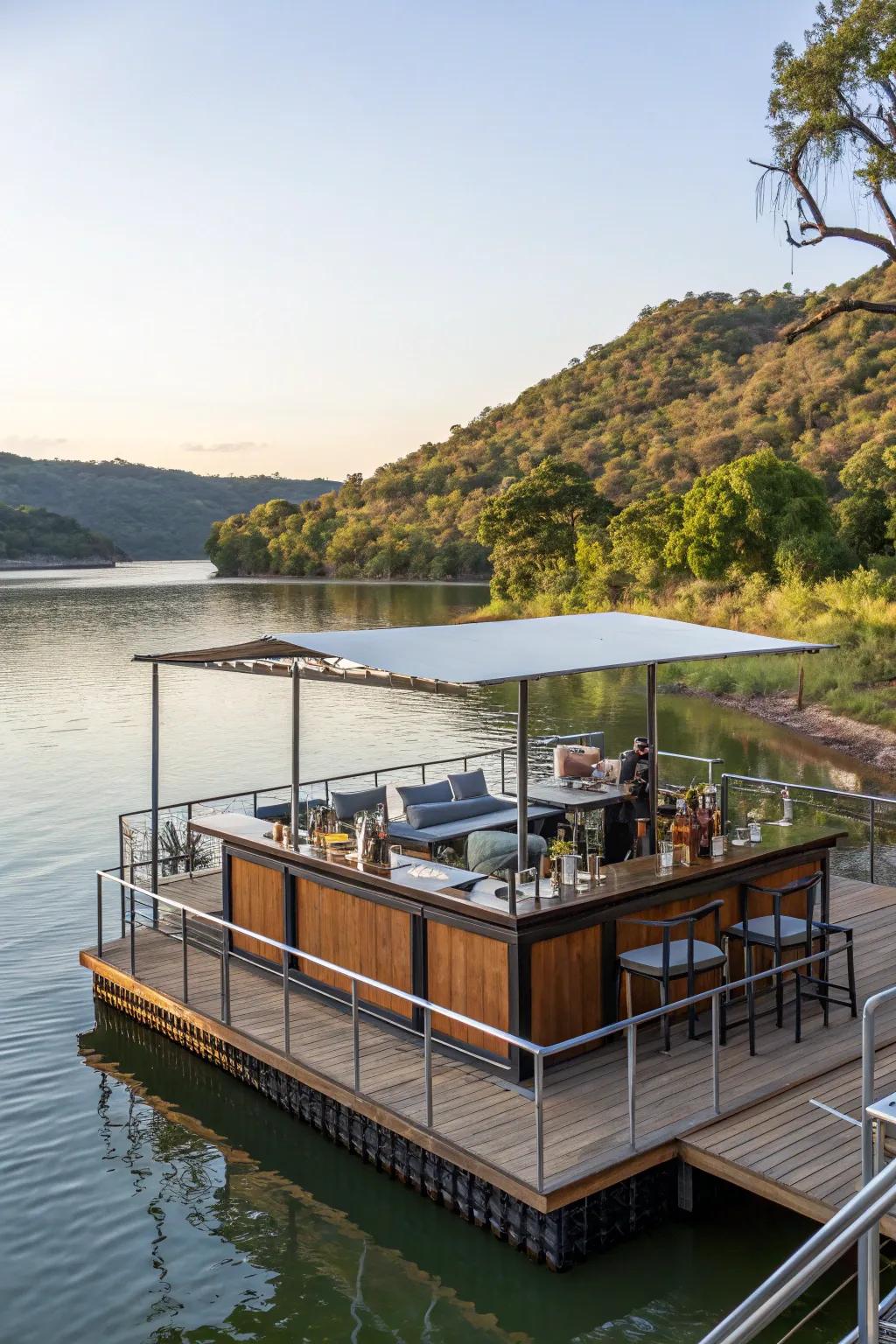 A deck over the water enhances the dockside experience.