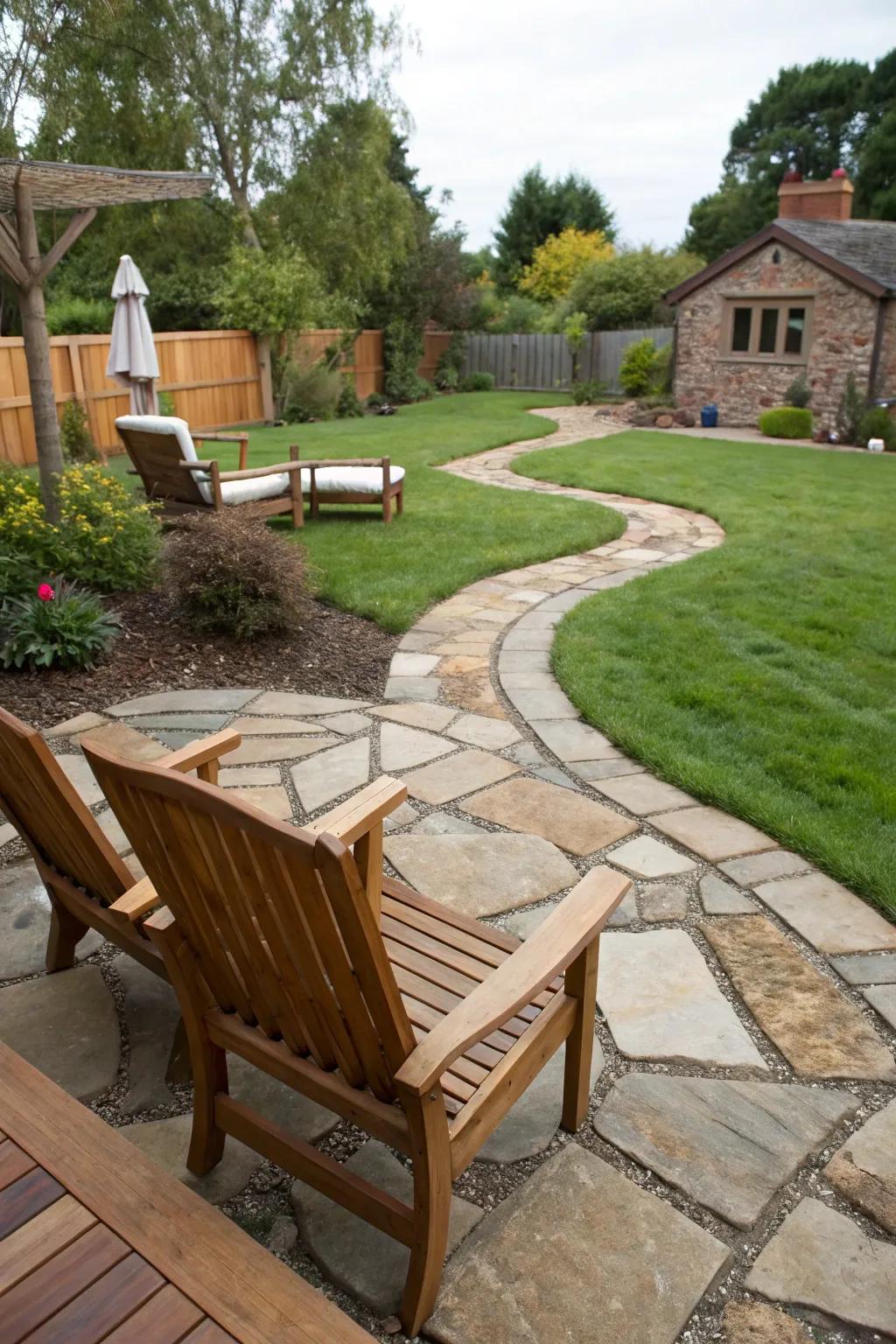 Natural materials like wood and stone ground your boho backyard.