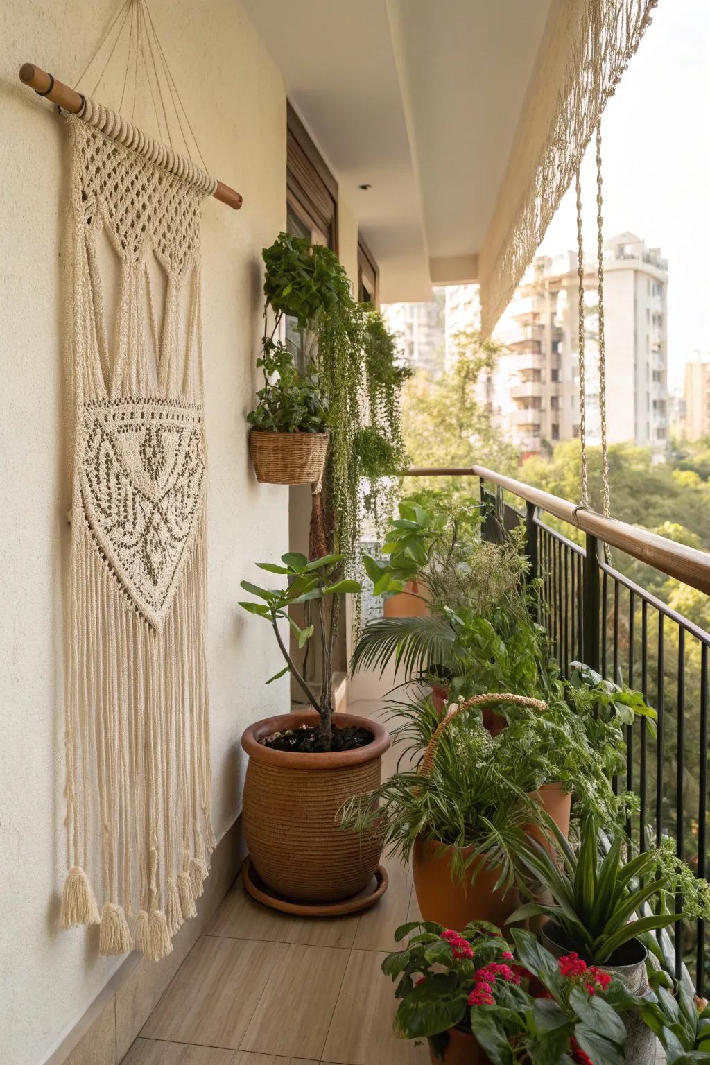 Macramé details add an artistic touch to your boho space.