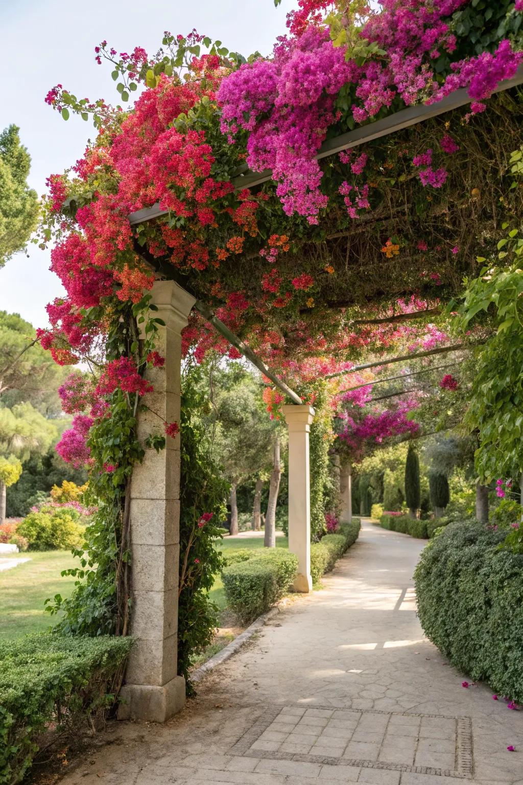 Transform trellises and pergolas with climbing bougainvilleas.