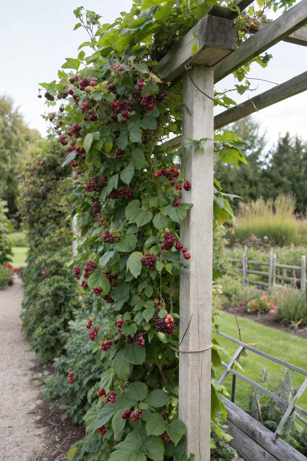 Vertical growth is key to healthy, fruitful boysenberries.