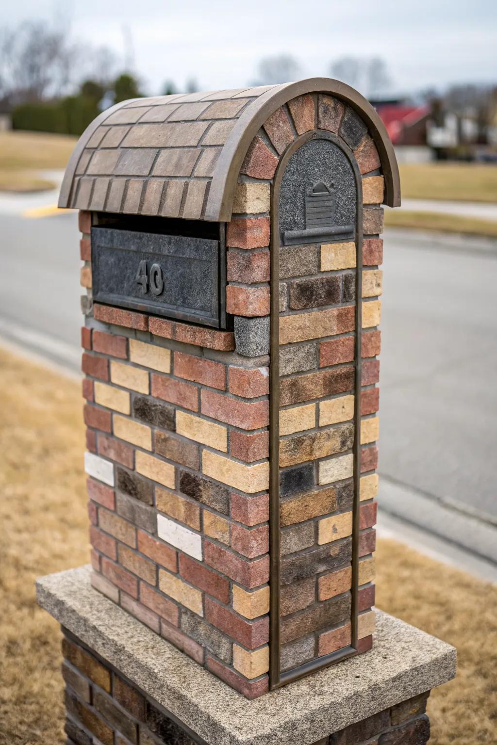 Varied brick patterns add texture to this stylish mailbox.