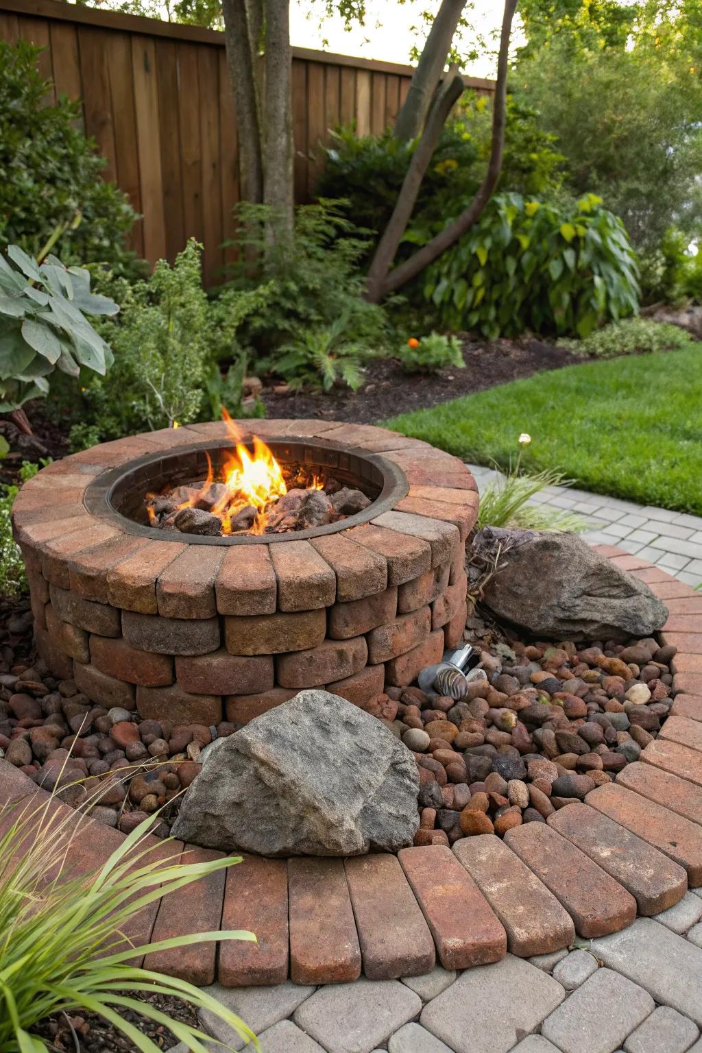 Decorative stones add texture and color around your fire pit.
