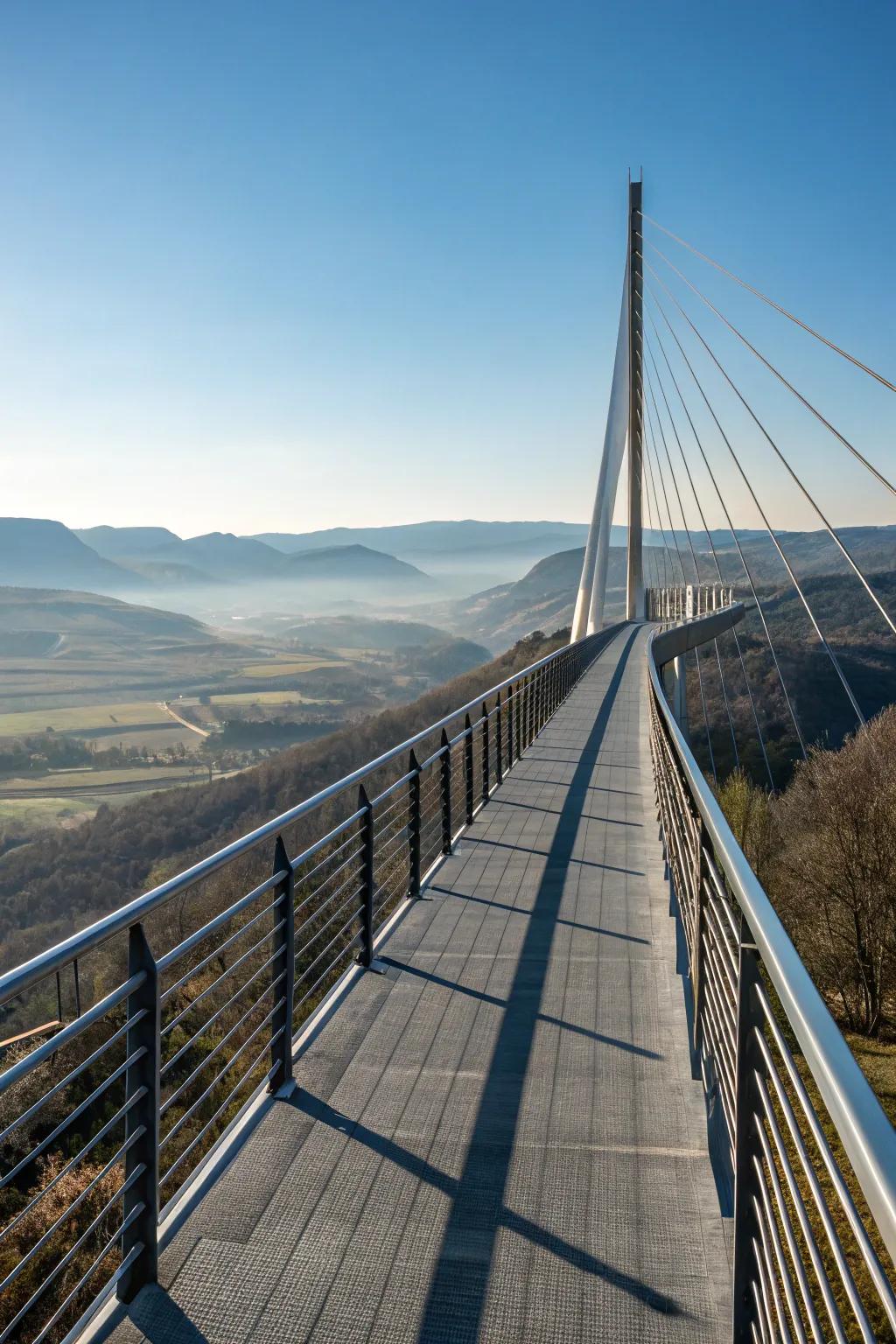 Cable railings offer a sleek and modern aesthetic for any bridge.