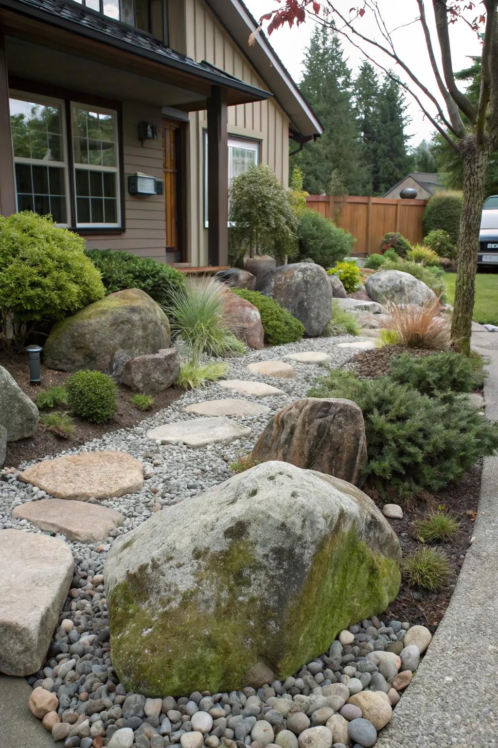 Rocks and pebbles add texture and interest to your yard.
