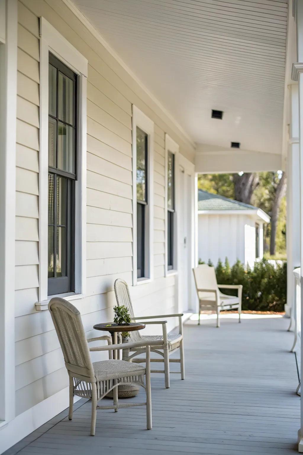 Minimalism brings calm and order to this porch.