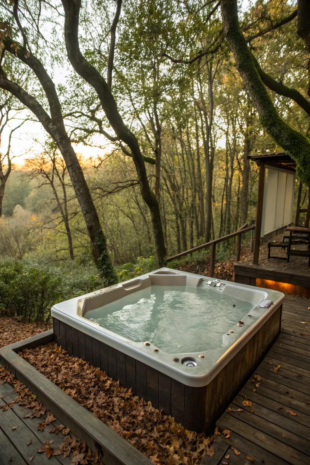 A woodland setting for a truly tranquil hot tub experience.