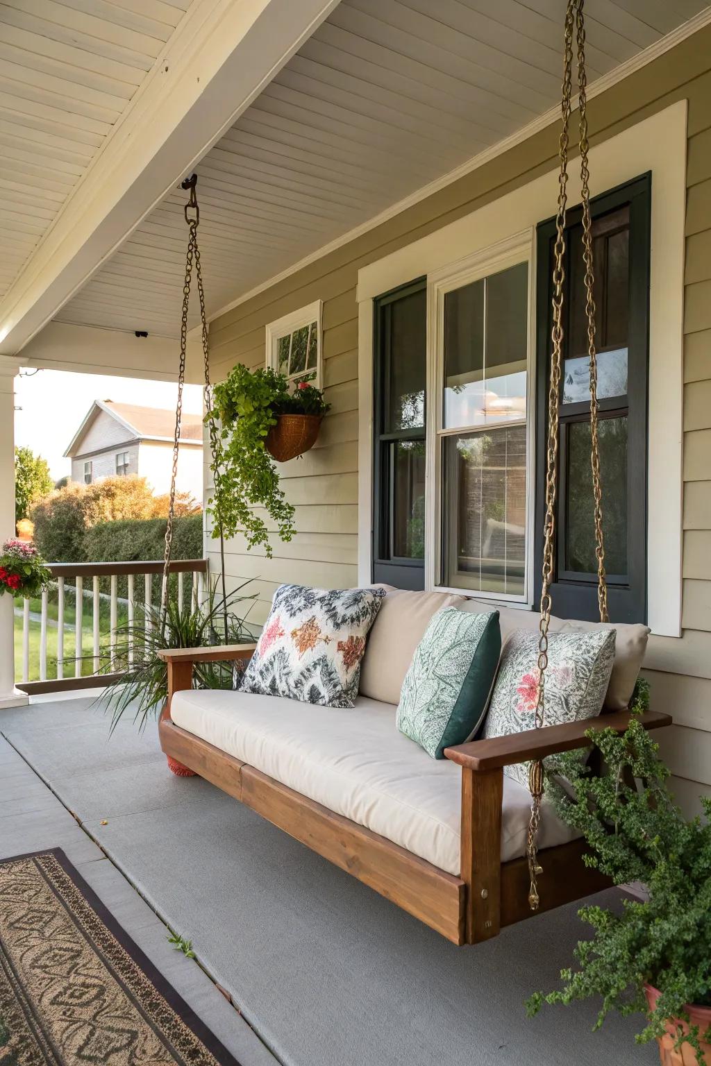 A porch swing is the ultimate spot for relaxation.