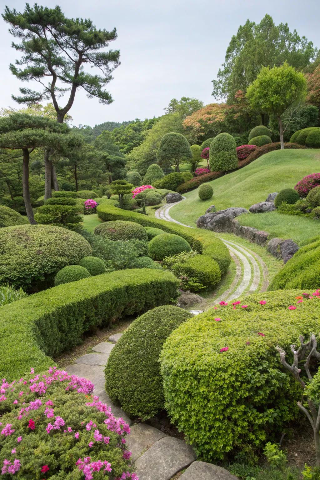 Wave-like shapes bring a calming, natural flow to garden design.