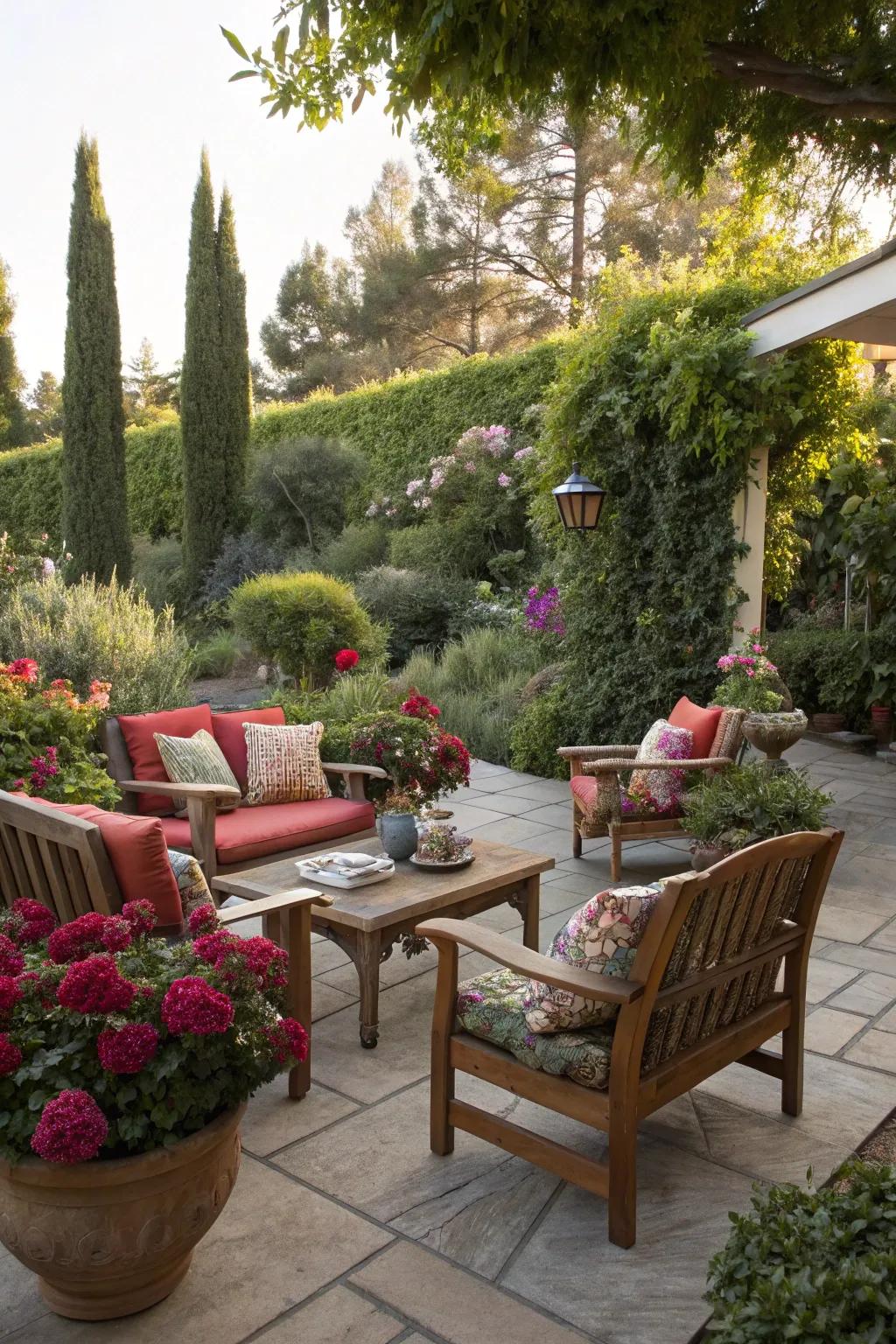 A cozy outdoor living space for relaxation and gatherings.