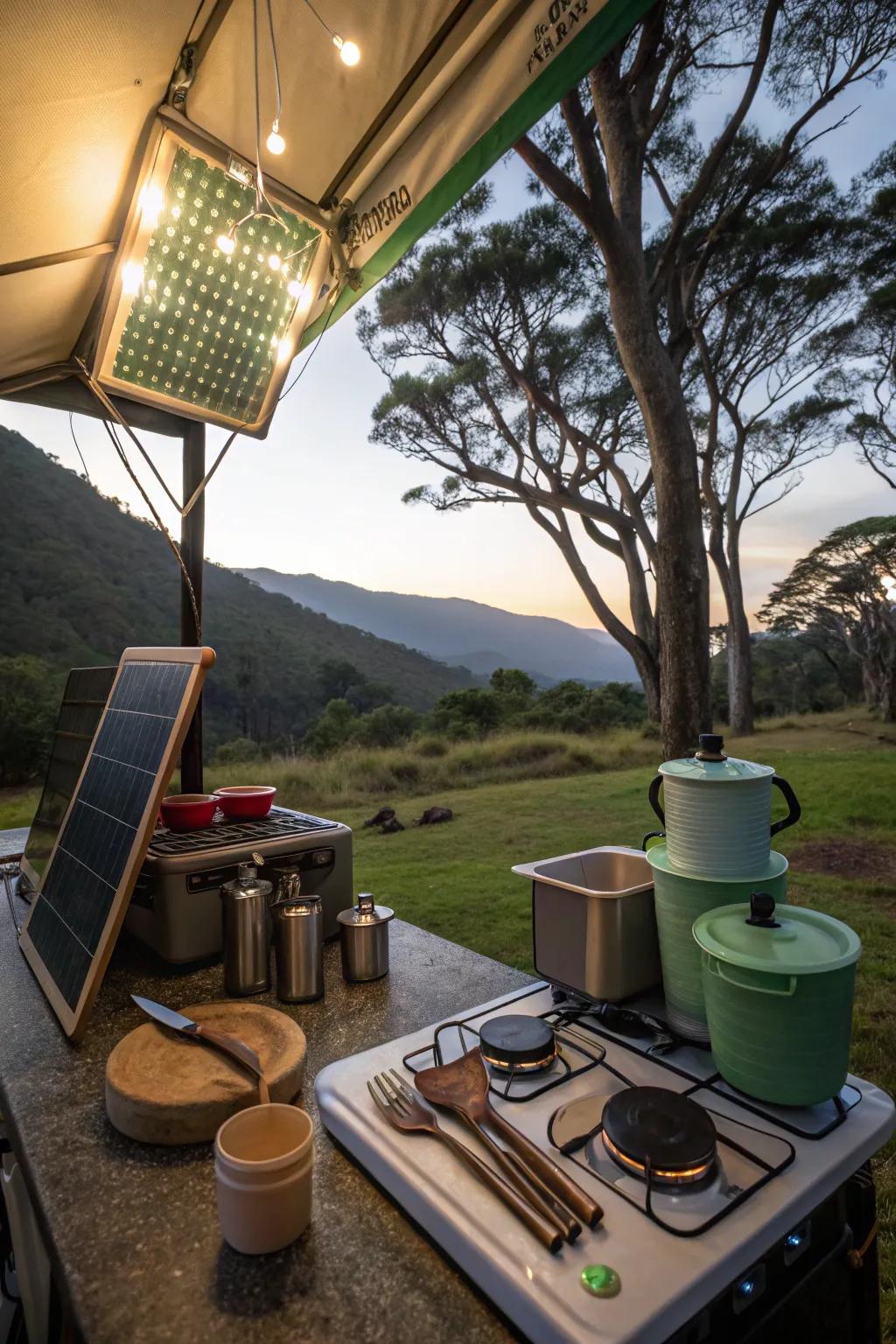 Embrace sustainability with eco-friendly camp kitchen setups.